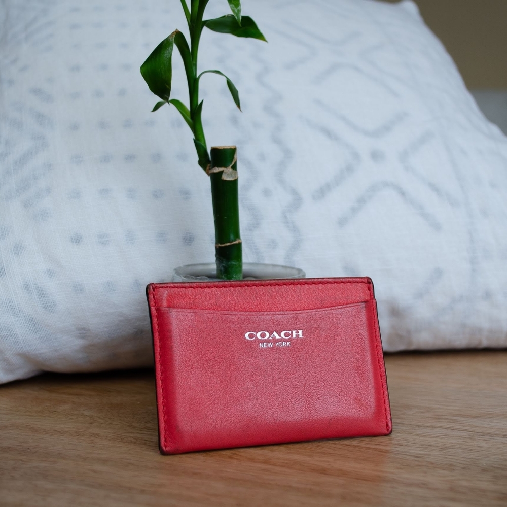 Authentic Red Leather Coach card holder
